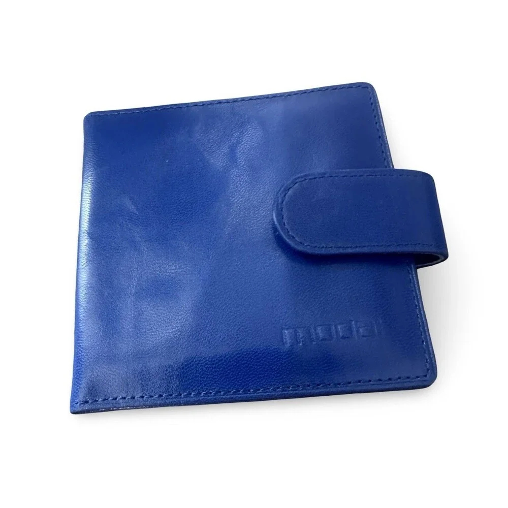 Moda Royal Blue Leather bifold card-passport wallet 3.75x3.75 NEW
